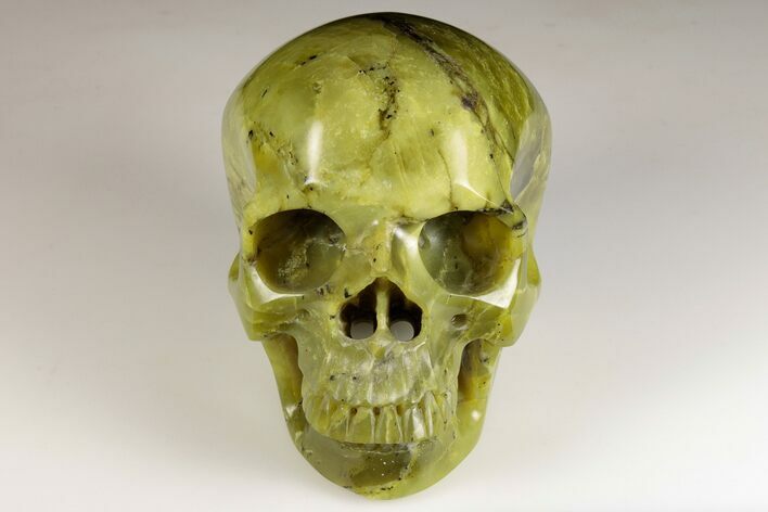 Realistic, Polished Jade (Nephrite) Skull #199608
